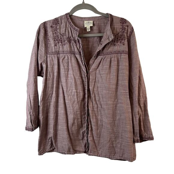 St. John Bay Women's Purple Button Down Top Size Large - Picture 1 of 6